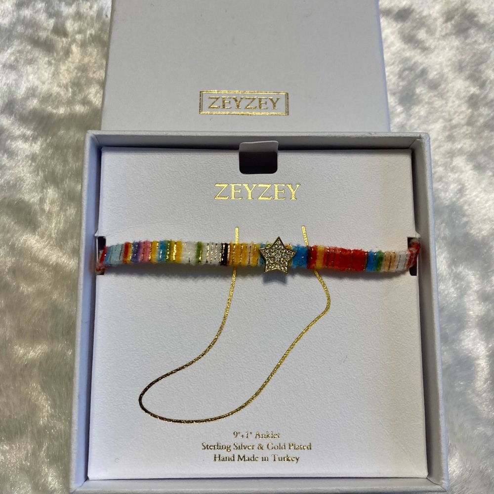 🍀NEW! Bracelet/ANKLET ZEYZEY Sterling Silver/Gold Plated